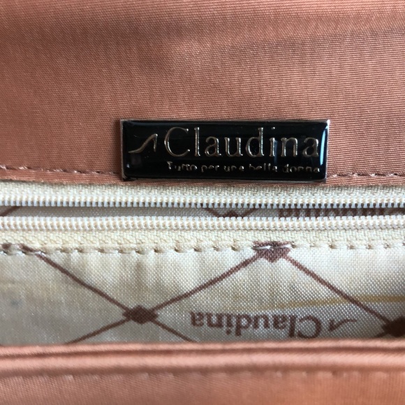 Claudina tan evening bag. Small purse with various beads adorning front flap - Picture 5 of 6
